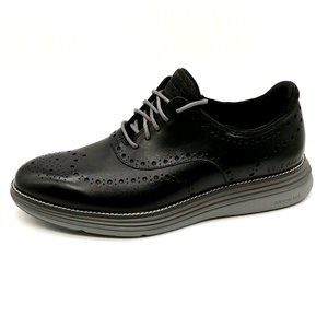 Cole Haan Mens Grand 360 Oxford Shoes Black Leather  Lace Up Wedge Heel 10M NEW